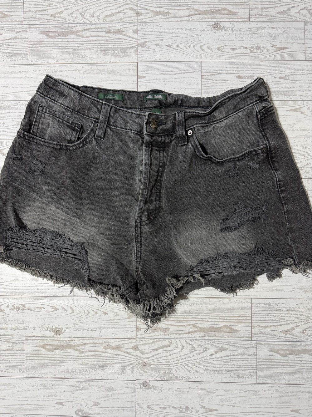 wild fable Black Distressed High-Rise Denim Shorts